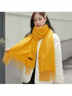Cashmere-Blend Solid Coloured Scarf W/ Tassels